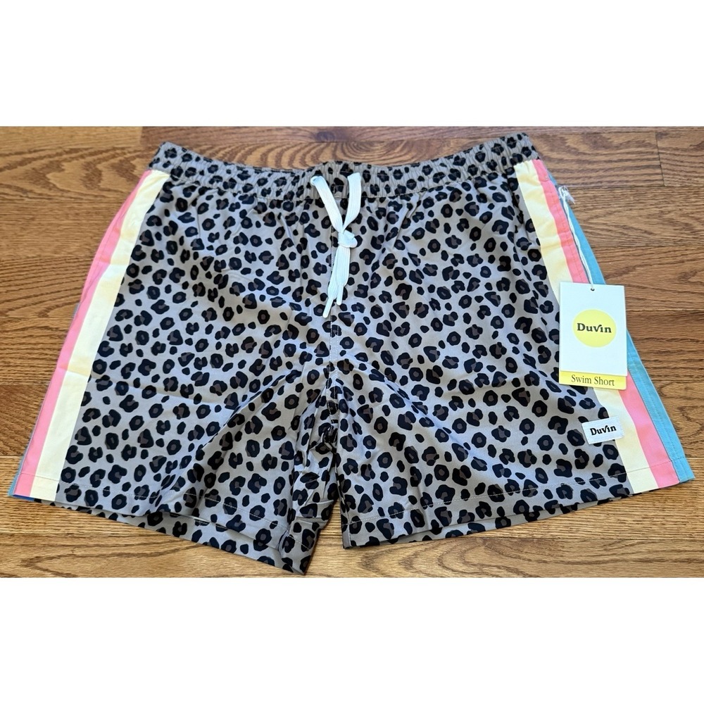 DUVIN CHEETAH LEOPARD DISCO MENS  TRUNKS SWIM SHORTS SIZE XL